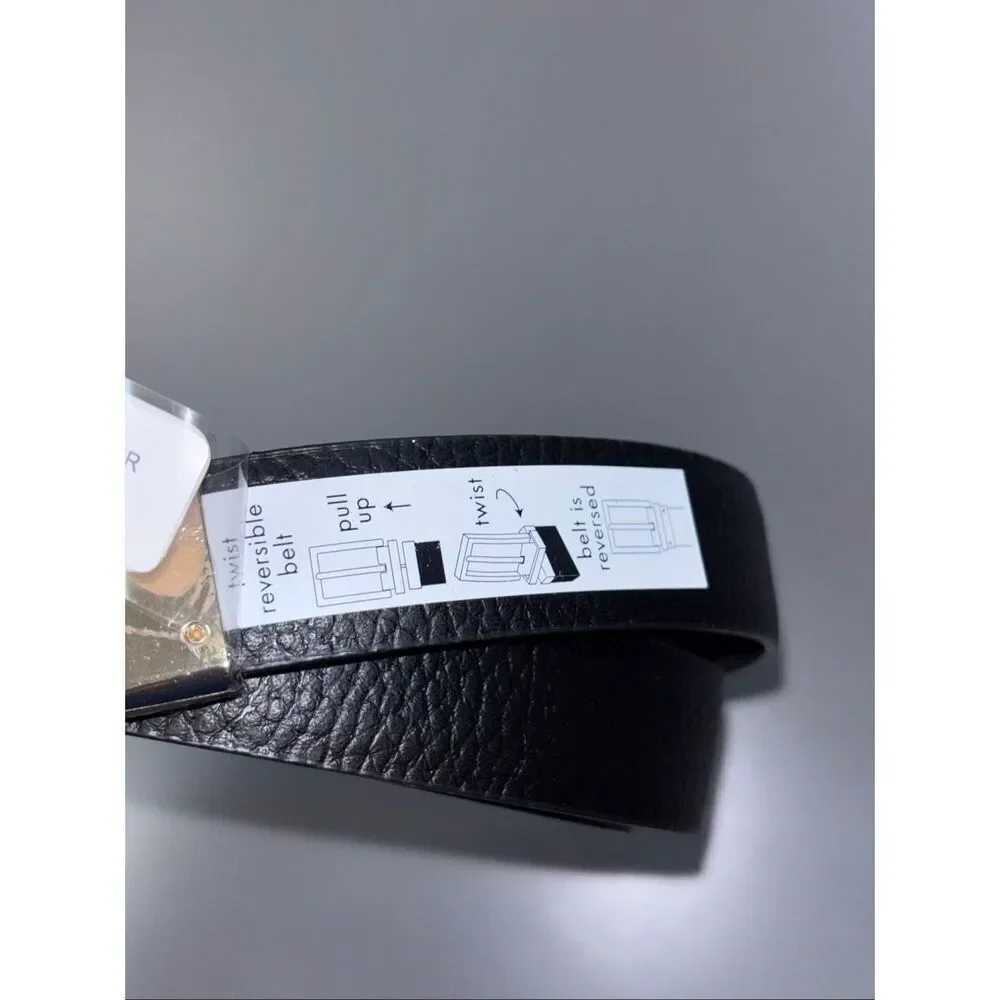 Michael Kors twist Reversible leather Belt black logo XXL new